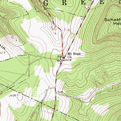 Topographic Map of Mount Hope Cemetery, PA