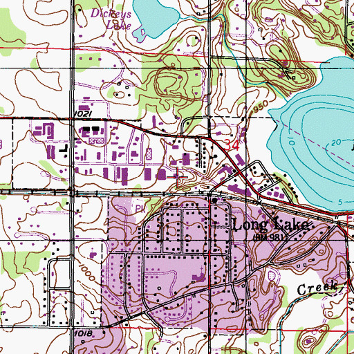 Topographic Map of Long Lake Post Office, MN