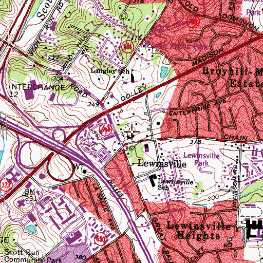 Topographic Map of Lewinsville Presbyterian Church Cemetery, VA