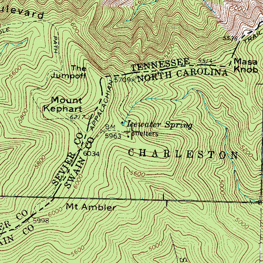Topographic Map of Icewater Spring Shelter, NC