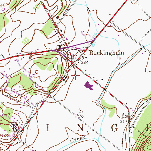Topographic Map of Buckingham Township Police Department, PA