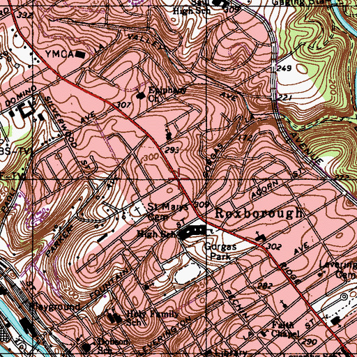 Topographic Map of Philadelphia Police Department - 5th District, PA