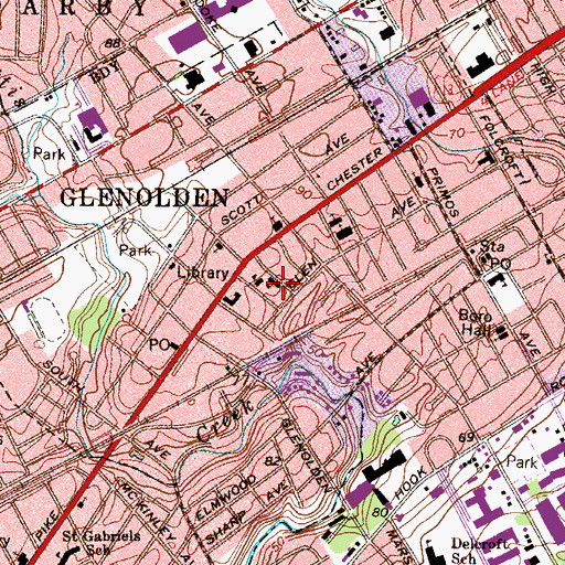 Topographic Map of Glenolden Police Department, PA