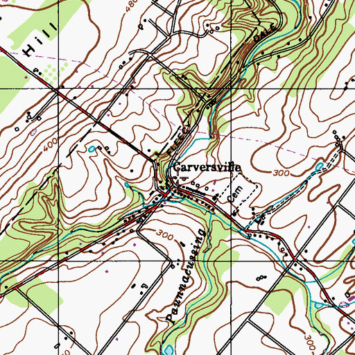 Topographic Map of Carversville Post Office, PA