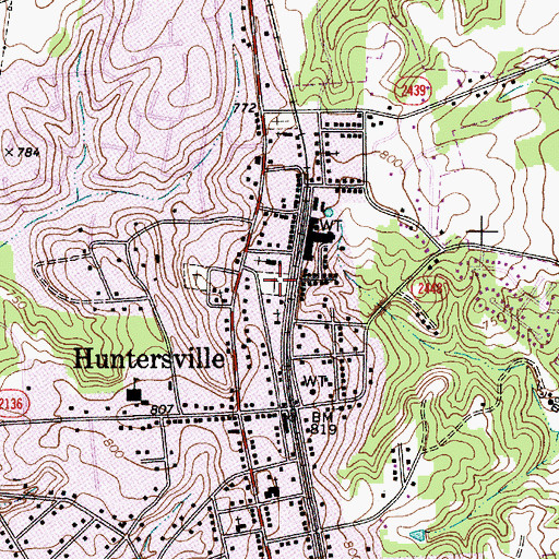 Topographic Map of Huntersville AME Zion Church Cemetery, NC