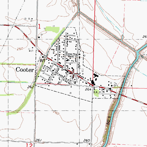 Topographic Map of Cooter Post Office, MO