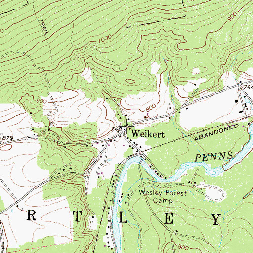 Topographic Map of Weikert Post Office, PA