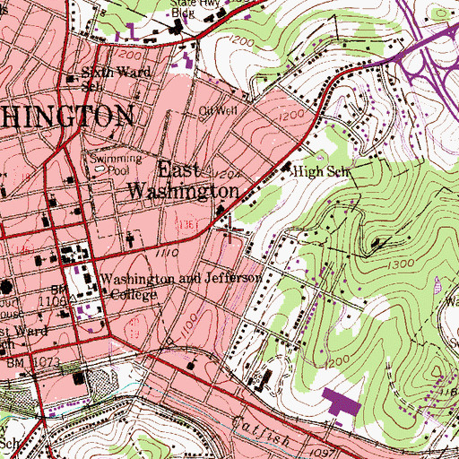 Topographic Map of East Washington Borough Police Department, PA