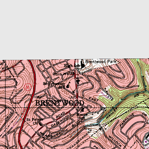 Topographic Map of Brentwood Borough Police Department, PA