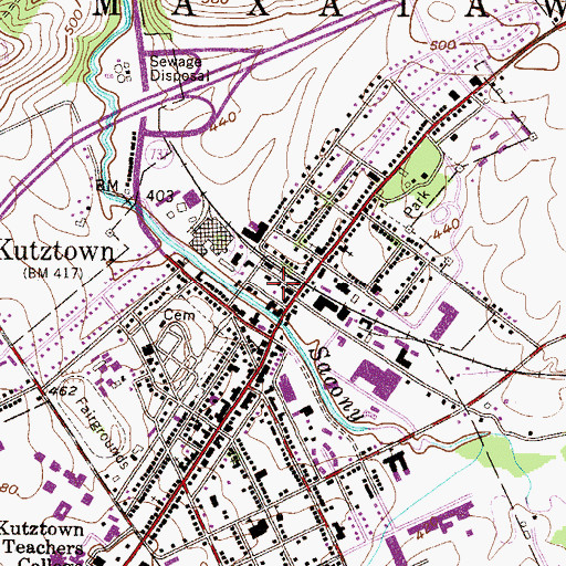 Topographic Map of Kutztown Police Department, PA