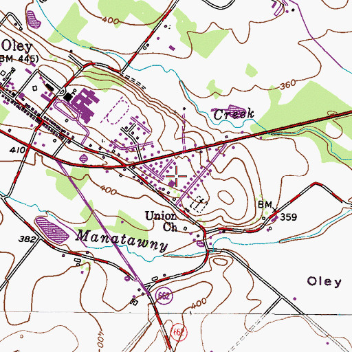 Topographic Map of Oley Township Police Department, PA