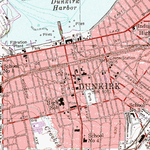 Topographic Map of Dunkirk Police Department, NY