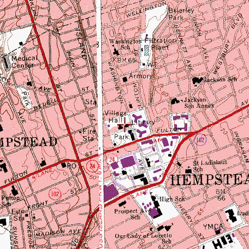 Topographic Map of Hempstead Police Department, NY