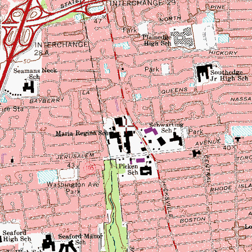 Topographic Map of North Massapequa Post Office, NY
