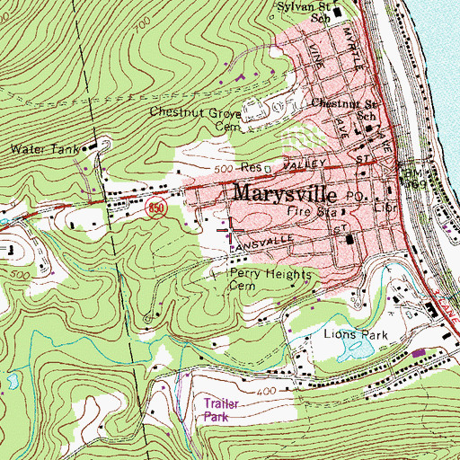 Topographic Map of Marysville Police Department, PA