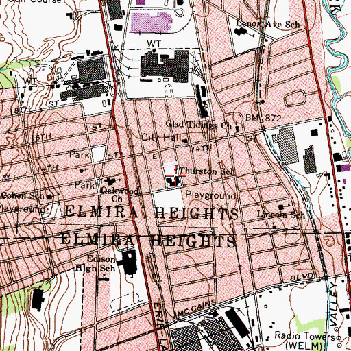 Topographic Map of Elmira Heights Police Department, NY