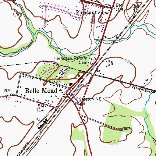 Topographic Map of Belle Mead Post Office, NJ