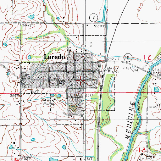 Topographic Map of Laredo Post Office, MO