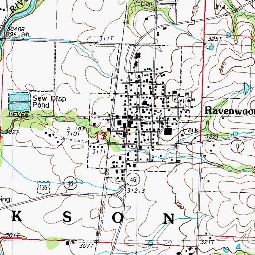 Topographic Map of Ravenwood Post Office, MO
