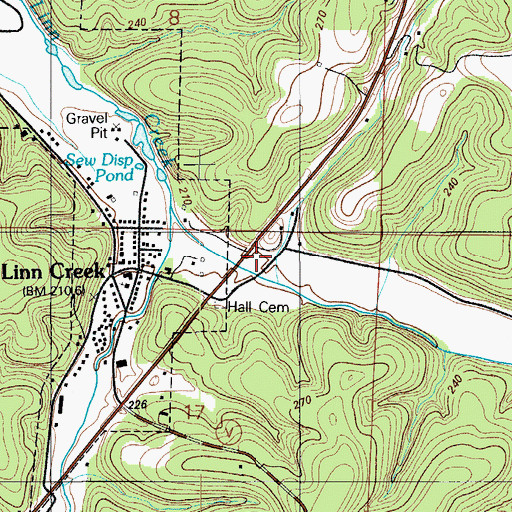 Topographic Map of Linn Creek Post Office, MO