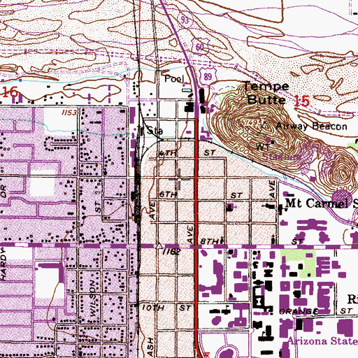 Topographic Map of Tempe Retail Store Post Office, AZ