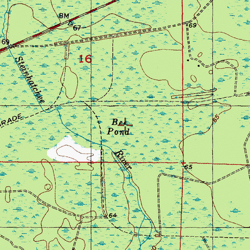 Topographic Map of Bee Pond, FL