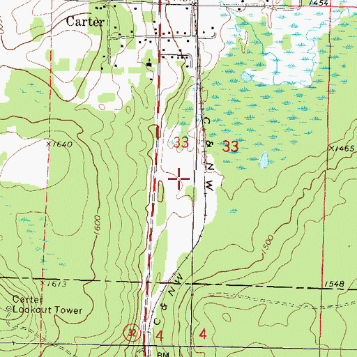 Topographic Map of Minertown (historical), WI