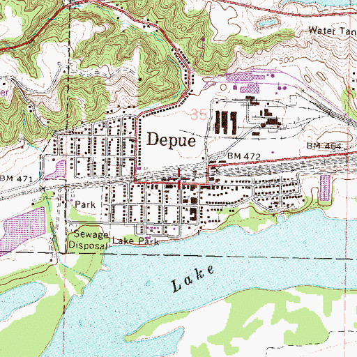 Topographic Map of Depue Post Office, IL