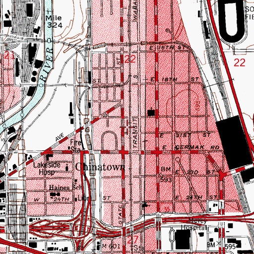 Topographic Map of Twenty Second Street Post Office, IL