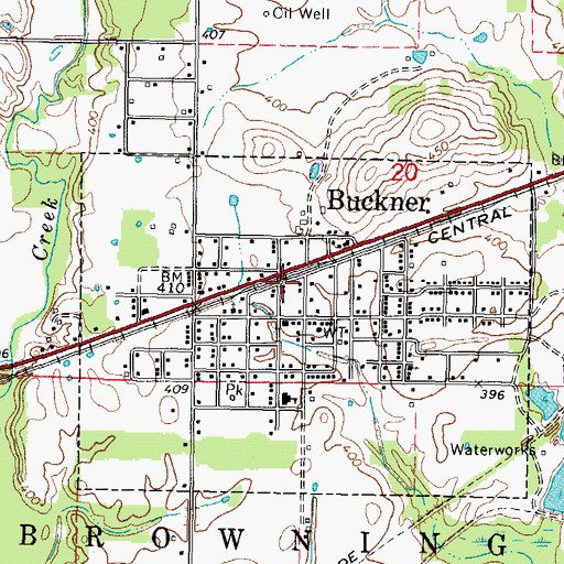 Topographic Map of Buckner Post Office, IL