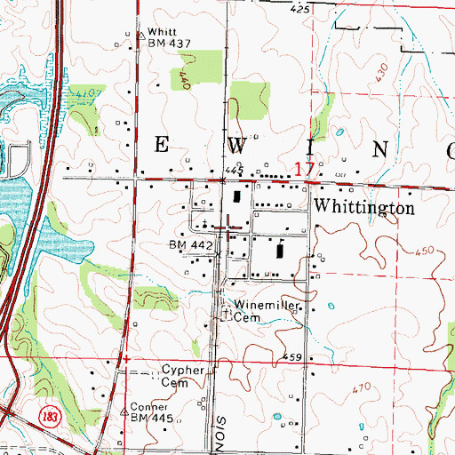 Topographic Map of Whittington Post Office, IL