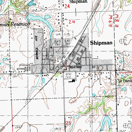 Topographic Map of Shipman Post Office, IL
