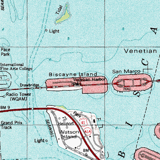 Topographic Map of Biscayne Island, FL
