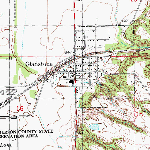 Topographic Map of Gladstone Post Office, IL