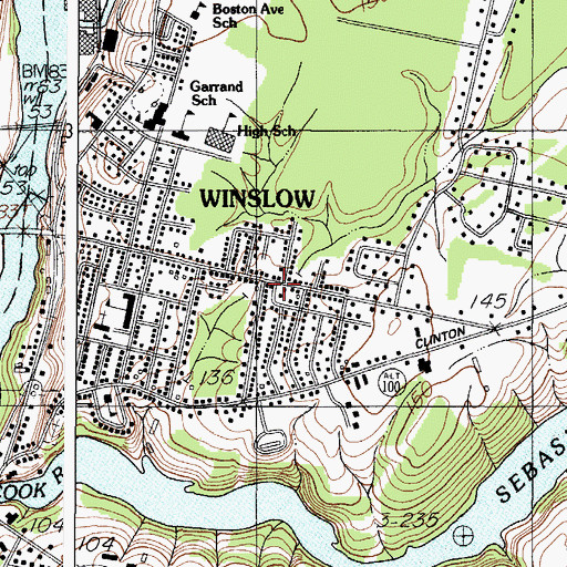Topographic Map of Winslow Post Office, ME