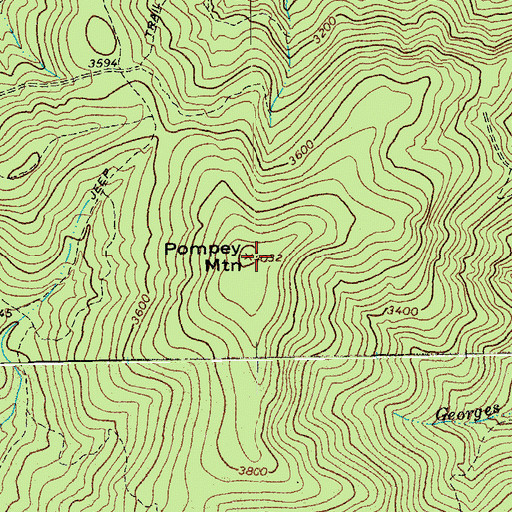 Topographic Map of Pompey Mountain, VA