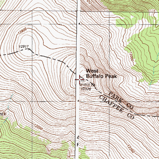 Topographic Map of Buffalo Peaks, CO