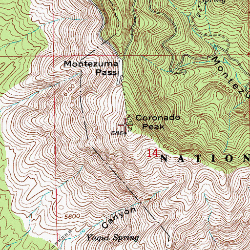 Topographic Map of Coronado Peak, AZ