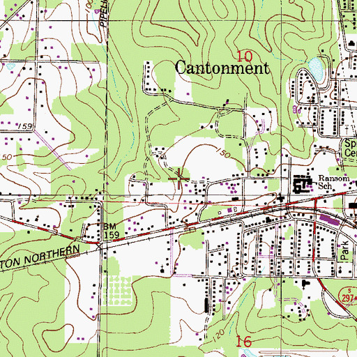 Topographic Map of Cantonment, FL