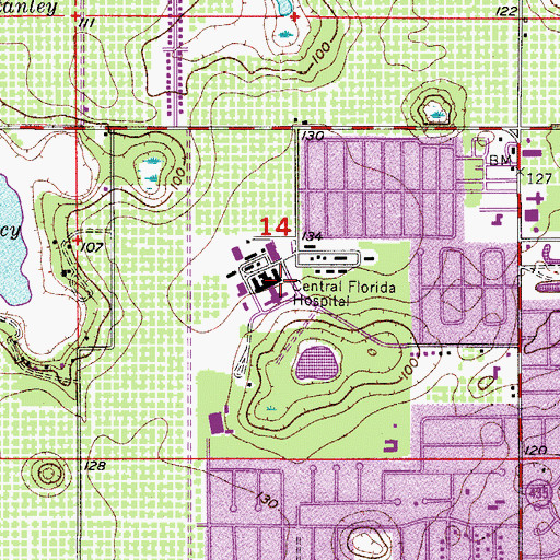 Topographic Map of Central Florida Hospital, FL