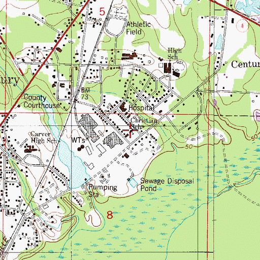 Topographic Map of Christian School, FL