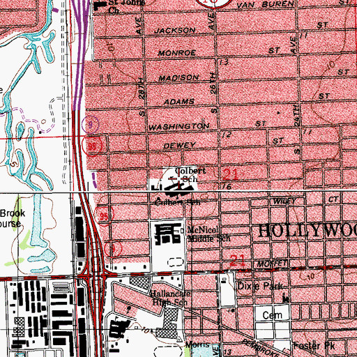 Topographic Map of Colbert School, FL