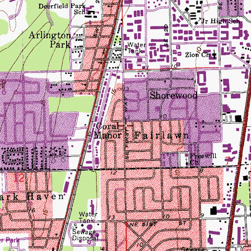Topographic Map of Coral Manor, FL