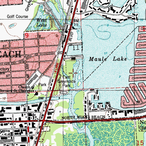 Topographic Map of East Greynolds Park, FL