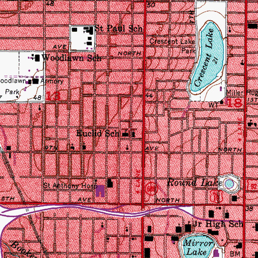 Topographic Map of Euclid School, FL