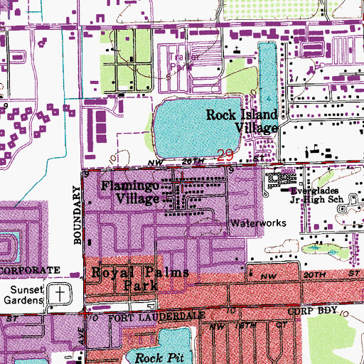 Topographic Map of Flamingo Village, FL
