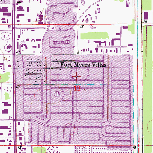 Topographic Map of Fort Myers Villas, FL