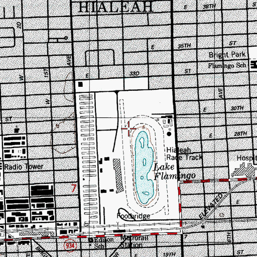 Topographic Map of Hialeah Race Track, FL