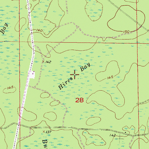 Topographic Map of Hires Bay, FL