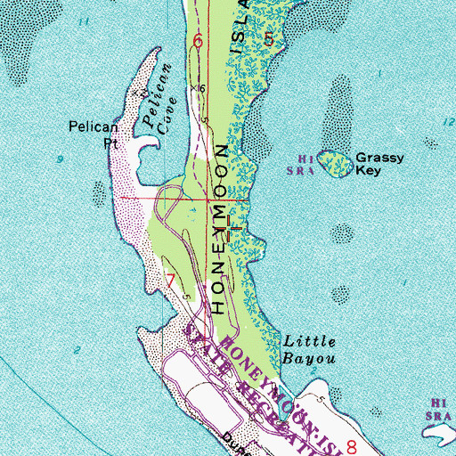 Topographic Map of Honeymoon Island, FL